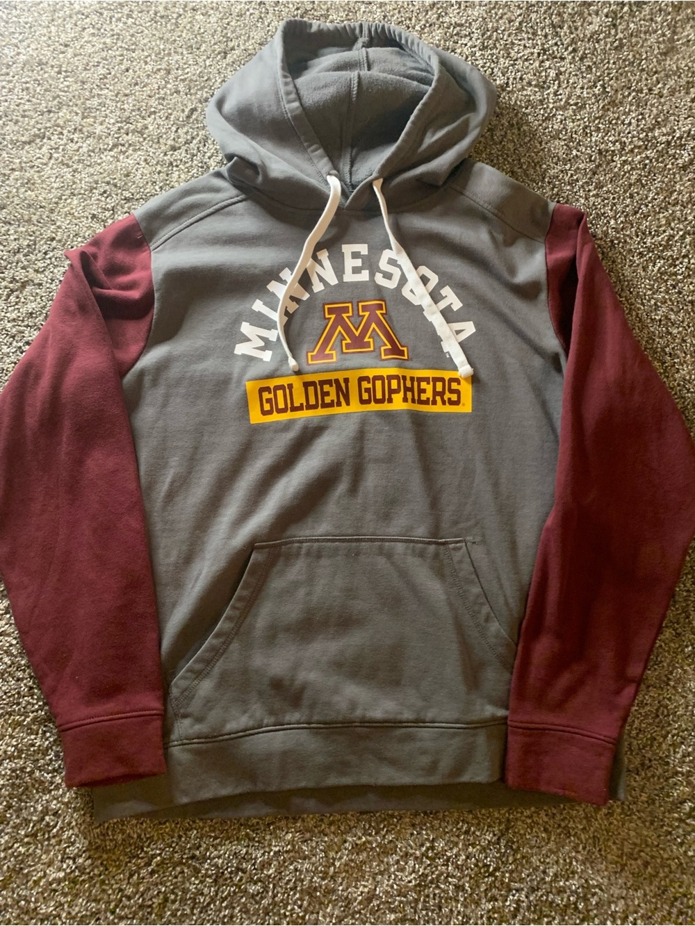 Fanatics Minnesota Golden Gophers Gray Hoodie with Maroon Sleeves
